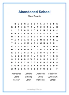 Abandoned School - Hard Word Search Puzzle