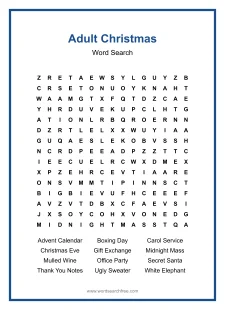 Adult Christmas - Christmas word search