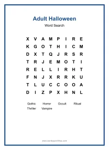 Adult Halloween - Easy Word Search Puzzle