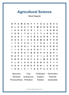 Agricultural Science Word Search - Free printable puzzle with 12 words