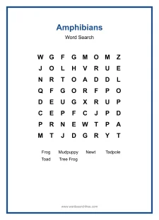 Amphibians - Easy Word Search Puzzle