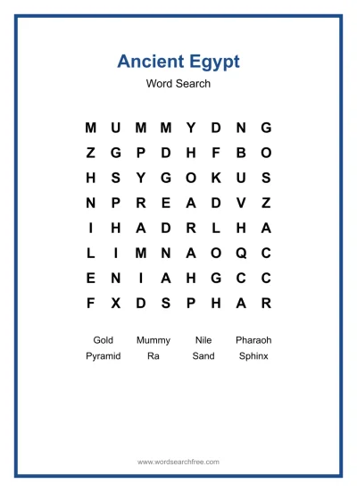 Printable Ancient Egypt Word Search worksheet