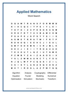 Applied Mathematics Word Search - Free printable puzzle with 12 words