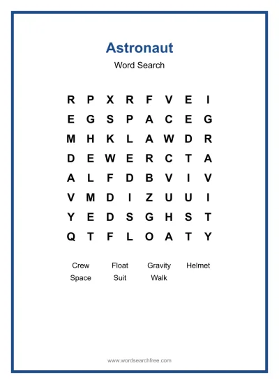 Printable Astronaut Word Search worksheet