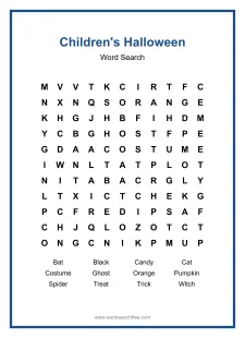 Children's Halloween - Medium Word Search Puzzle