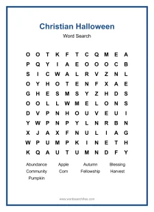 Christian Halloween - Medium Word Search Puzzle