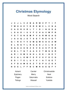 Christmas Etymology - Hard Word Search Puzzle