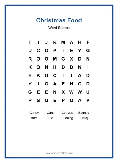 Printable Christmas Food Word Search worksheet
