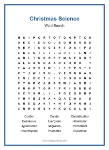 Christmas Science - Hard Word Search Puzzle