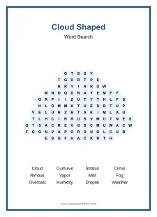 Cloud Shaped - Shaped Word Search Puzzle