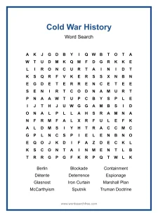 Cold War History - Hard Word Search Puzzle