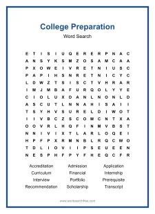 College Preparation - Hard Word Search Puzzle