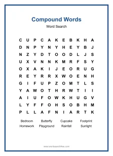 Compound Words Word Search - Free printable puzzle with 8 words