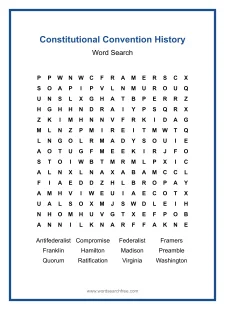 Constitutional Convention History Word Search - Free printable puzzle with 12 words