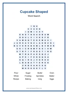 Cupcake Shaped - Shaped Word Search Puzzle