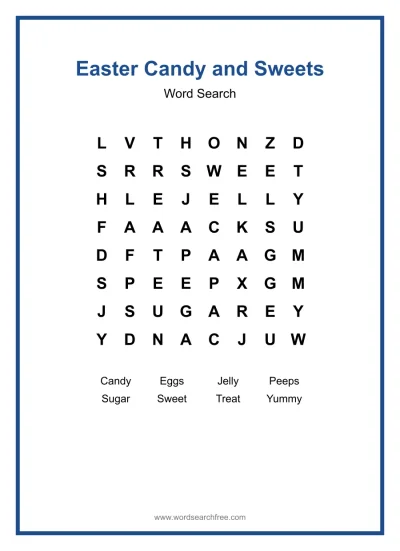 Printable Easter Candy and Sweets Word Search worksheet