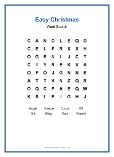Easy Christmas - Christmas word search