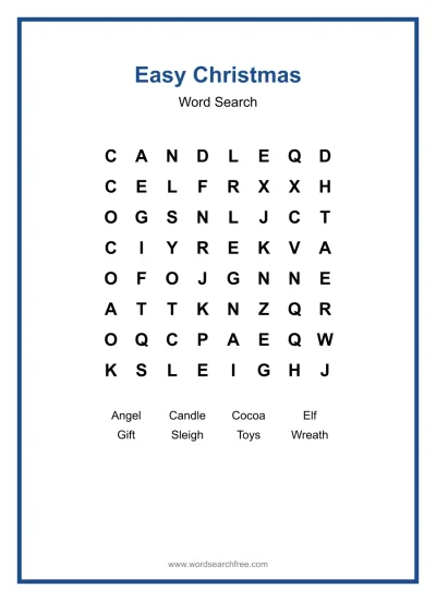 Printable Easy Christmas Word Search worksheet
