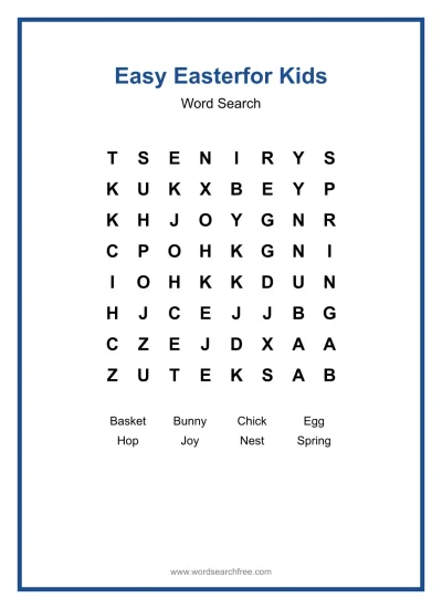 Printable Easy Easter for Kids Word Search worksheet