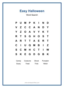 Easy Halloween - Halloween word search