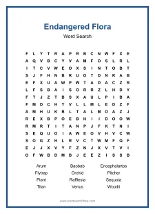 Endangered Flora - Hard Word Search Puzzle
