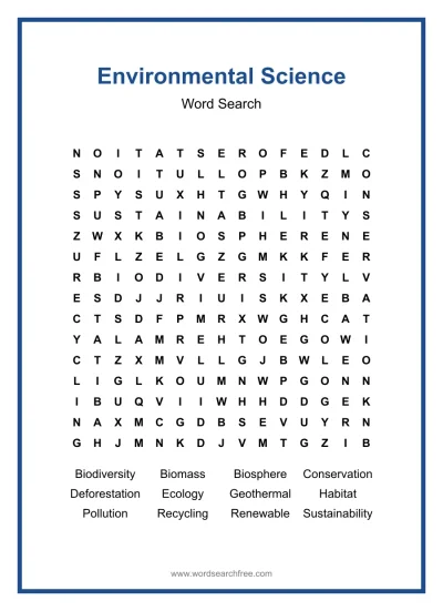 Printable Environmental Science Word Search worksheet