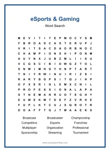 eSports & Gaming - Hard Word Search Puzzle