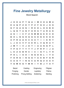 Fine Jewelry Metallurgy - Hard Word Search Puzzle