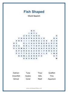 Fish Shaped - Shaped Word Search Puzzle