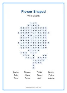 Flower Shaped - Shaped Word Search Puzzle