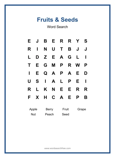 Printable Fruits & Seeds Word Search worksheet