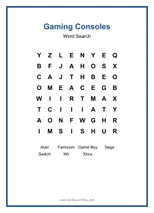 Gaming Consoles - Easy Word Search Puzzle