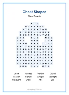 Ghost Shaped - Shaped Word Search Puzzle