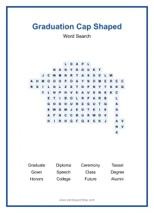 Graduation Cap Shaped - Shaped Word Search Puzzle