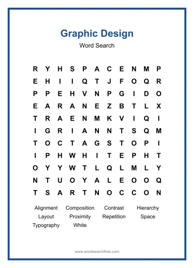 Printable Graphic Design Word Search worksheet