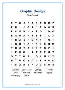 Graphic Design Word Search - Free printable puzzle with 10 words