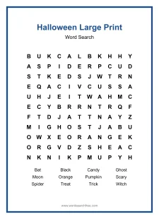 Halloween Large Print - large print word search