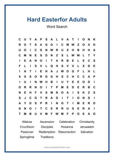 Printable Hard Easter for Adults Word Search worksheet