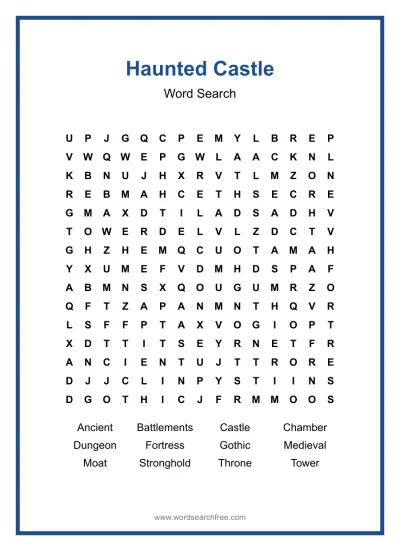 Printable Haunted Castle Word Search worksheet