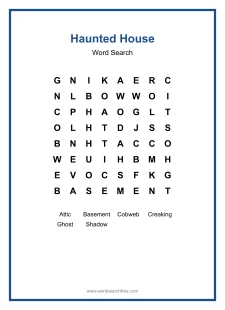 Haunted House - Halloween word search