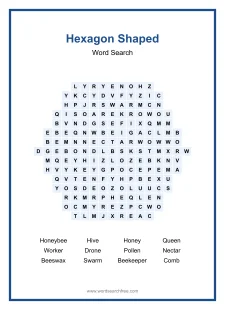 Hexagon Shaped - Shaped Word Search Puzzle