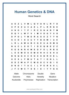 Human Genetics & DNA Word Search - Free printable puzzle with 12 words