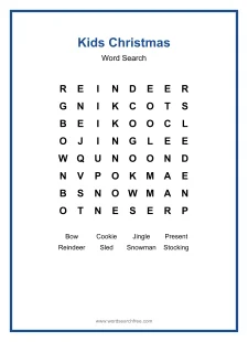 Kids Christmas - Christmas word search
