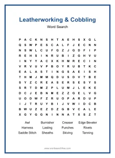 Leatherworking & Cobbling - Hard Word Search Puzzle