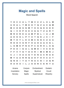 Magic and Spells - Hard Word Search Puzzle