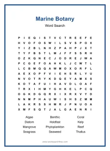 Marine Botany - Hard Word Search Puzzle