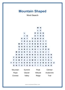 Mountain Shaped - Shaped Word Search Puzzle