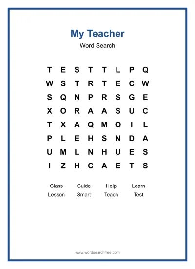 Printable My Teacher Word Search worksheet