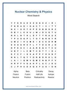 Nuclear Chemistry & Physics - Hard Word Search Puzzle