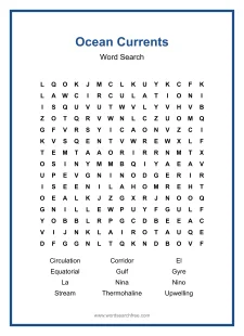 Ocean Currents - Hard Word Search Puzzle